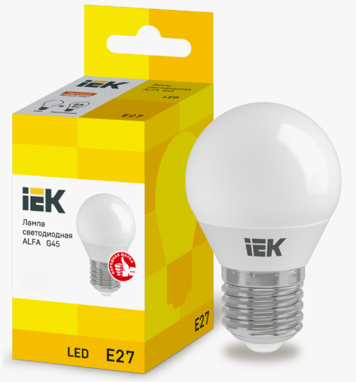 Лампа светодиодная ECO G45 шар 8Вт 230В 4000К E27 IEK
